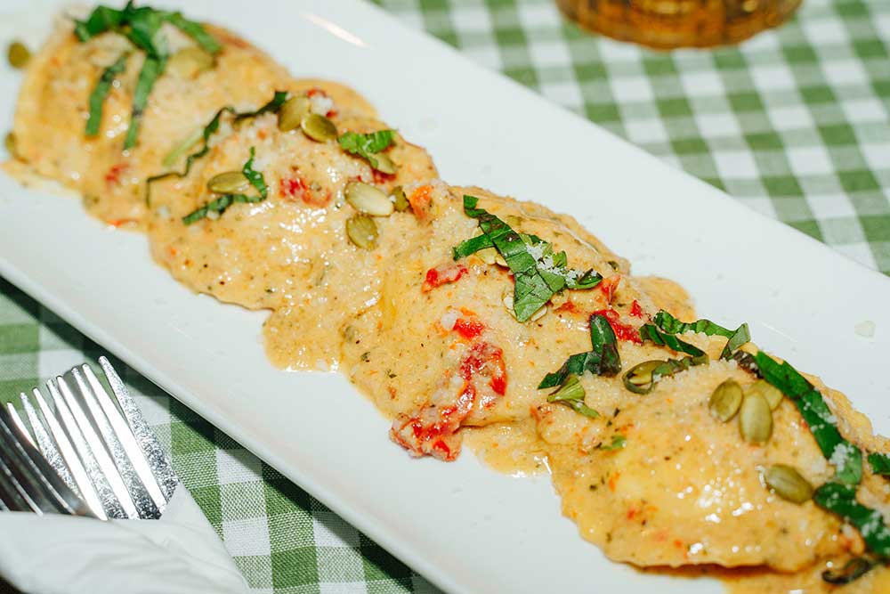 Burrata & Pumpkin Pesto Ravioli