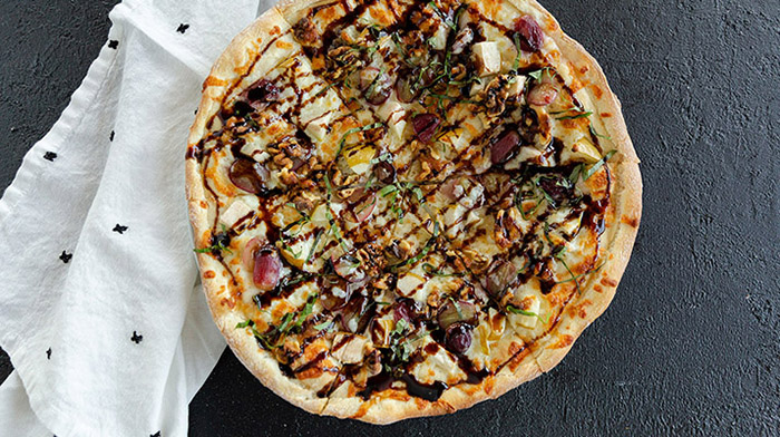 Sweet Roasted Pear and Grape Pizza